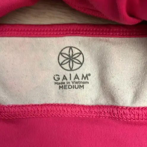 Gaiam Pink, Black, Gray & Neon Yellow Low Impact Sports Bra Size Medium