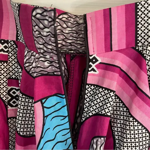 Vibrant Multicolor Women's Skirt handmade retro artsy costume dress up flared Pink Size undefined