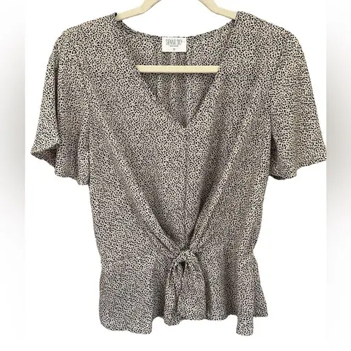 Sienna Sky  mobwife office siren flutter sleeved tie front animal print top M - Image 2