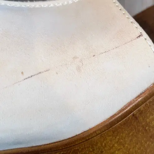 House of Harlow 1960 Griffin Ivory Leather Platform Block Heel Sandals Brown Size 8.5