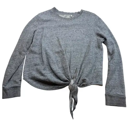 Whistles Women's Gray Tie Front Long Sleeve Cotton Sweatshirt Size S - Image 1