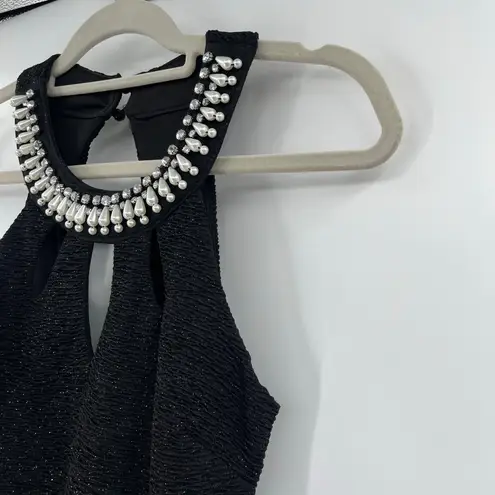 Teeze Me Y2K Whimsigoth Y2K Dress Sz 1 Pearls Collar Cutout Rhinestone Witchy