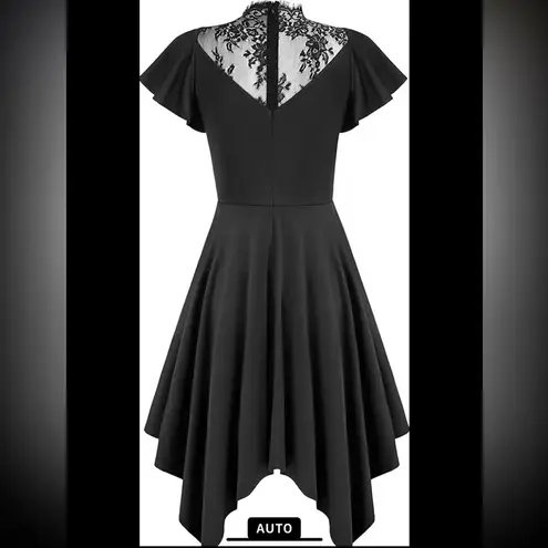 SCARLET DARKNESS Gothic Dress Lace Top Asymmetrical Hem medium NWT Black