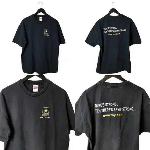 Vintage Y2K Army T Shirt Black XL Extra Large USA Graphic Tee Short Sleeve Solid