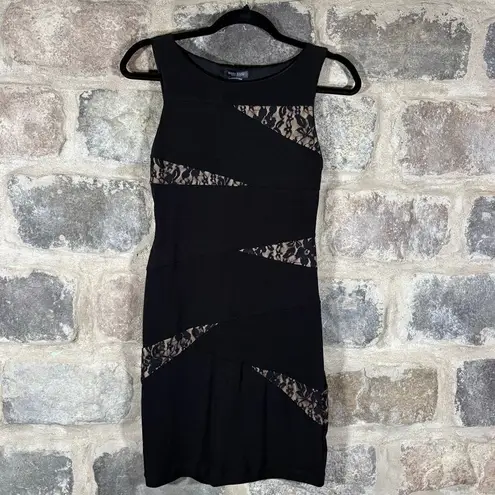 Bisou Bisou Black Lace Bodycon Dress Sz 6 Sleeveless Cocktail Mini Party Bodycon
