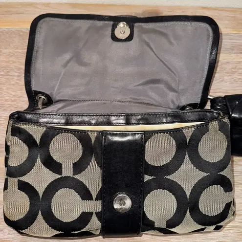 Coach RARE Vintage  Parker Pleated Op Art Signature Black Gray Handbag #13408