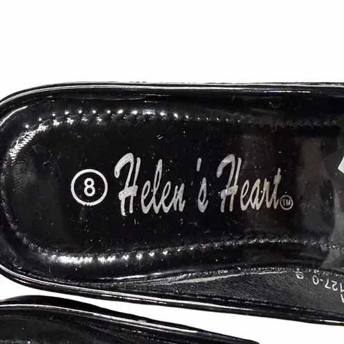 Helens Heart Wedge Sandal Womens 8 Black Open Toe Sparkle Bling Crystal Bow Glam