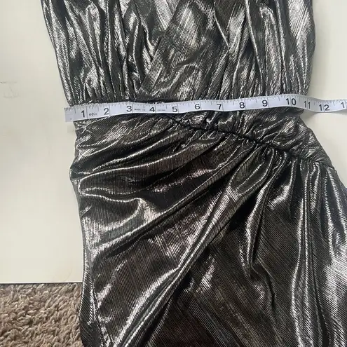 House Of CB  London Alvona Silver Metallic Mini Dress