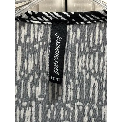 Jason Maxwell Jason Maxwell Black/White Geo Wrap/Tie Short Sleeve V Neck Blouse Size PS