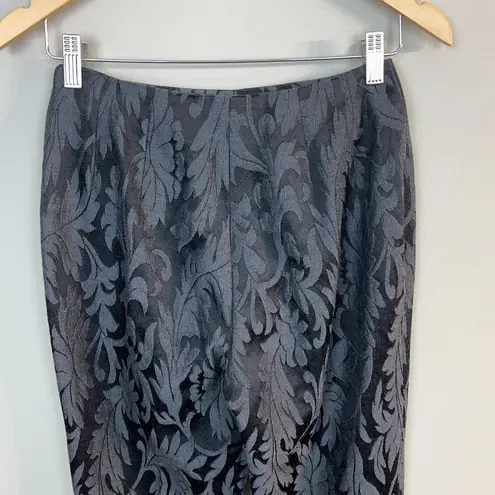 Max Mara Max Mara Pants 6 Womens Black Gray Leaf Virgin Wool Silk Blend Straight Leg