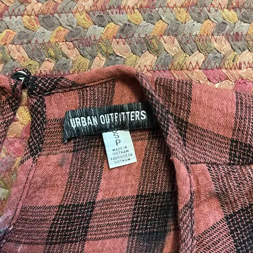 Urban Outfitters  RED BLEACHED PLAID DRESS GRUNGE