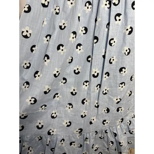 Kate Spade  Floral Dot Puff Sleeve Smocked Midi‎ Dress Blue Size Small