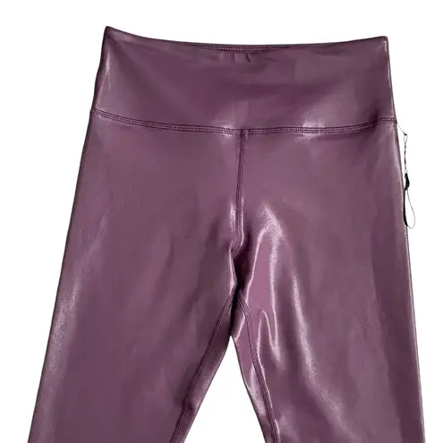 Zyia Active High Waist Shimmer Metallic Leggings Women’s Size 6-8 Plum Athletic