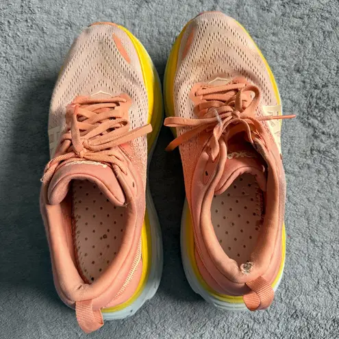 Hoka Women's 8 ONE ONE Bondi 8 Running Shoes Shell Coral Peach Parfait