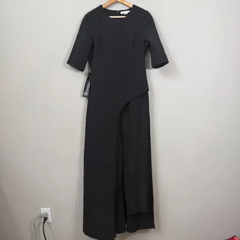 Kay Unger Davina Walk Thru Jumpsuit Women's 6 Black Formal Cocktail Party NWT