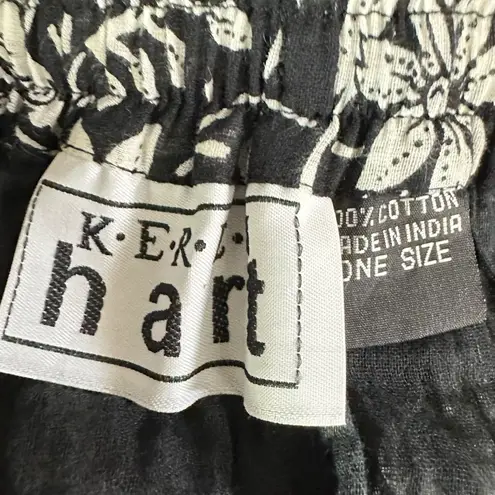 Vintage 90s Bohemian Floral Patchwork Full Circle Skirt One Size Indian Cotton Black