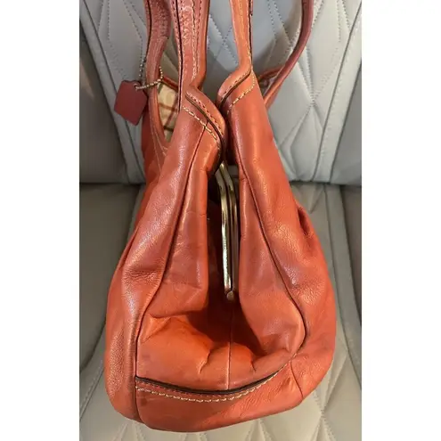 Coach  Ergo Salmon Leather Pleated Kisslock Hobo Shoulder Bag PURS258