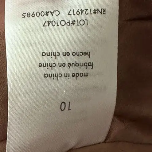 Rachel Parcell Tiered Ruffle Midi Skirt Size 10 Chiffon Flocked Tan Black Dots