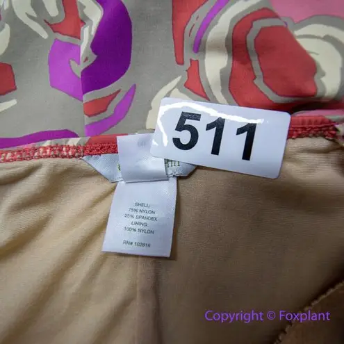 Garnet Hill One Piece Swimsuit floral print, pink purple, women size 8