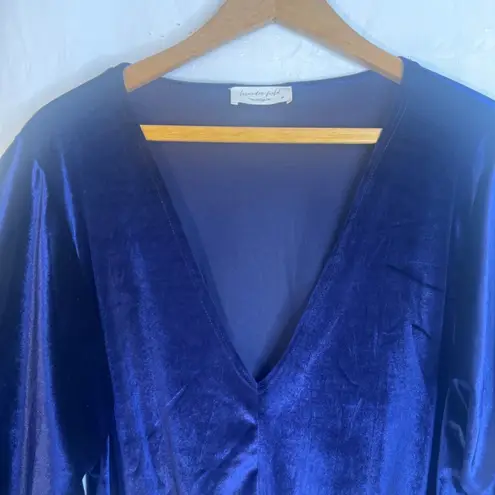 Lavender Field Velvet Vneck Statement Sleeve Blouse Tie Waist Size Medium VTG