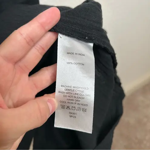 Quince 100% Organic Cotton Gauze Tiered Maxi Dress Black Small