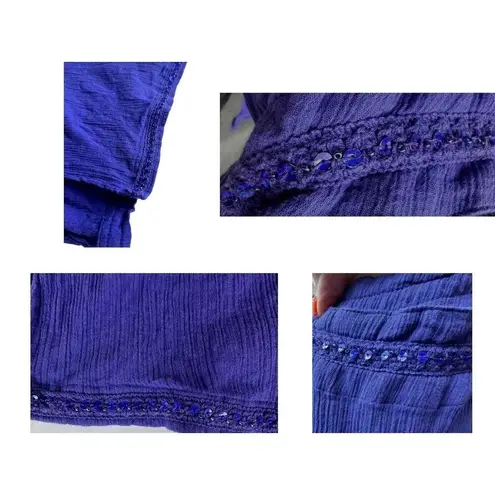 Swim 365 Button Front Cover Up Sz 18 20 Sapphire Blue Gauze Patio Dress…