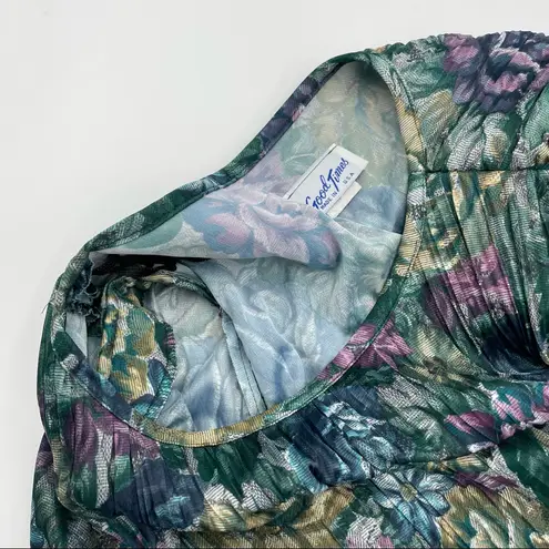 Vintage Layered Dress Grandmacore Floral Blue Green Size 6P