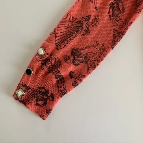 Twelve By Twelve Coral Pink and Black Fashionista Women Print Cardigan Medium