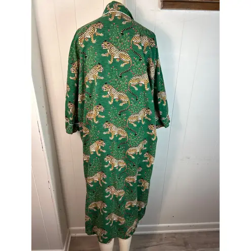 Printfresh Bagheera Robe in Animal Print and Forest Green. One Size *No Belt* - Image 5