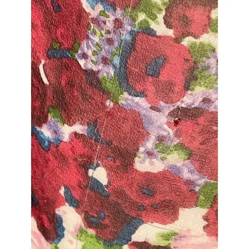 Equipment Ivory And Red Floral Print Silk Long Sleeve Button Down Top Size XS