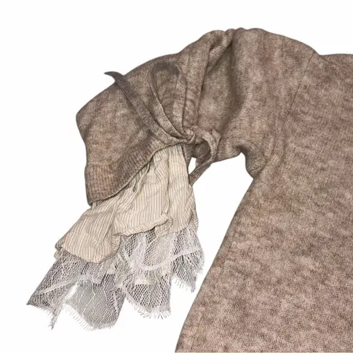 Cinq A Sept Oatmeal Tan Atlas Bell Sleeve Turtleneck Sweater size XS