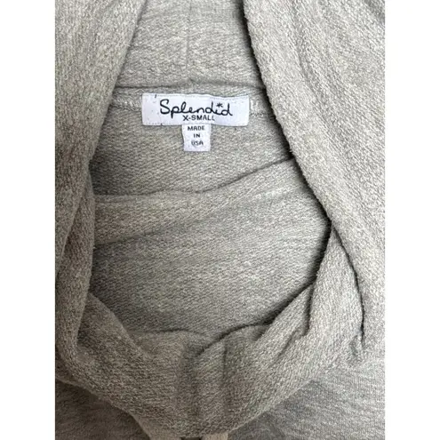 Splendid Women’s  Light Grey Hooded Long Sleeve Shirt Sz XS