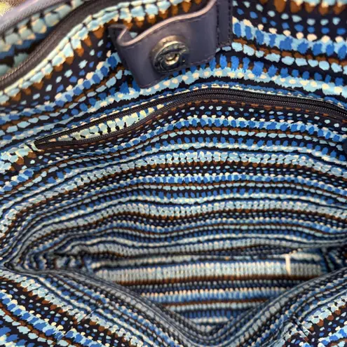 Vera Bradley Tote Bag Quilted Floral Travel Carryall Handbag Blue Brown