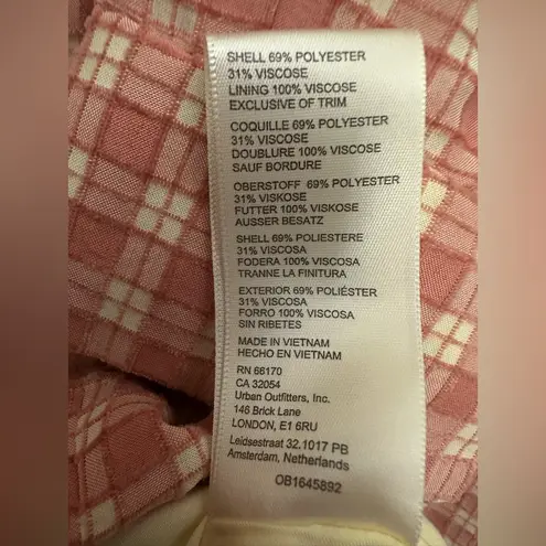 Free People  Olivia Gingham Blazer In Pink Size Small Tie Back Relaxed Fit