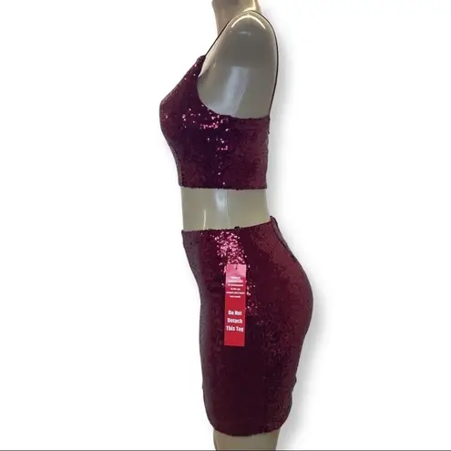 B. Smart Wine Color Size Medium Sequence Skirt Set New