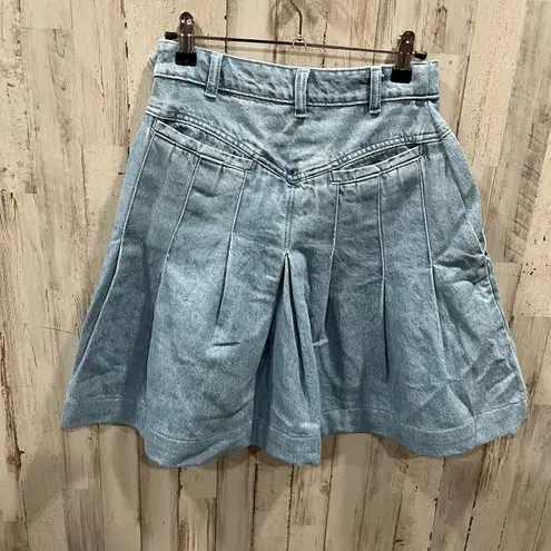 Free People  Scout Denim Skirt Boho Aline Western Pleated Womens 0 100% Cotton