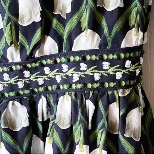 Agua by Agua Bendita Almendra Maxi Dress Perla Off Shoulder Green White L NWT Size L