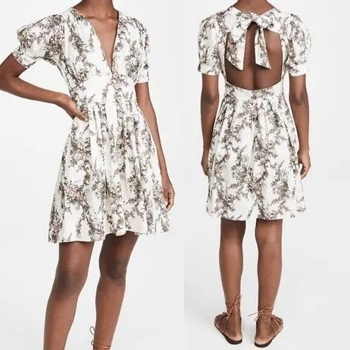 Agua Bendita Menta Dress Women’s Size Small Floral Fit & Flare Puff Sleeve Mini