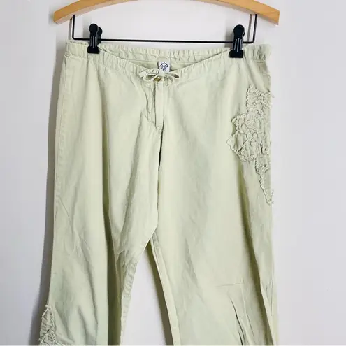 prAna  Organic Cotton Embroidered Crop Pants Light Green size XS