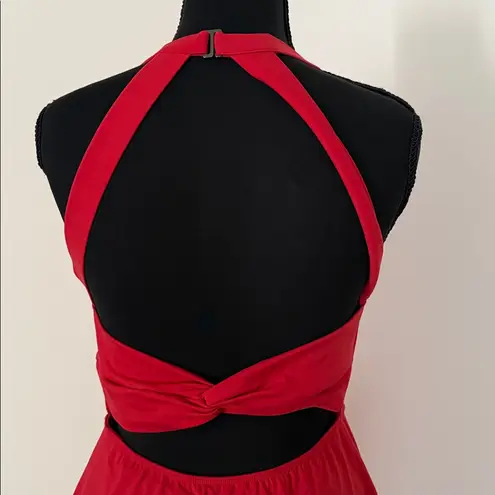 Halara u neck twisted cut out red barret and ballet dress size medium