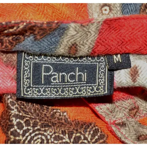 Panchi Indian Pakistani Kurta Tunic Dress 3/4 Sleeve Size M Color Block Flannel Red Size M