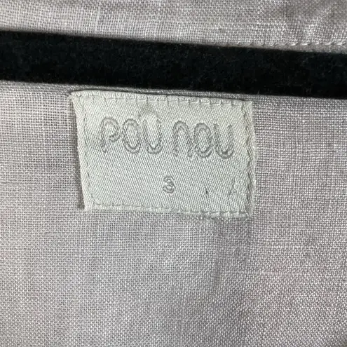 Pou Nou 100% Linen Shirt Dress Women’s Size Large Tan Red Beach Pockets