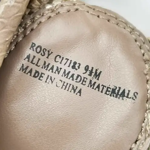 MIA  Womens Rosy Low Wedge Thong Gold Beaded Jeweled Sandal Size 9.5