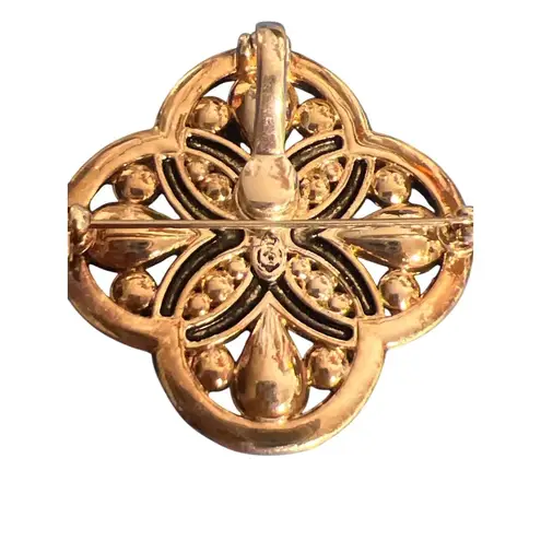 Premier Designs Vintage Silver Tone Pin Brooch Pendant Clear Rhinestones Circles