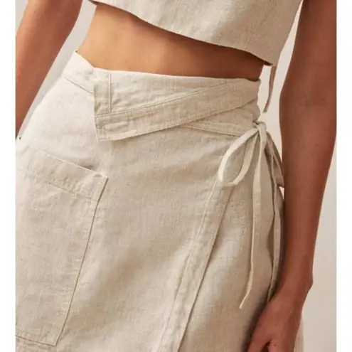 ALOHAS Linen Chari Wrap Mini Skirt in Natural Sz. S