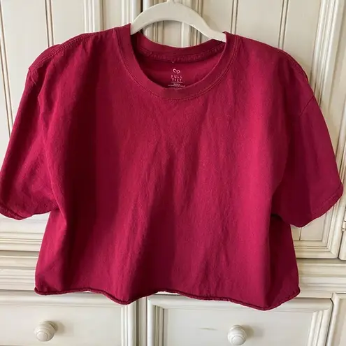 Full Tilt Women’s Tilly’s  Burgundy Loose Fitting Scoop Neck Cropped T-shirt Sz M