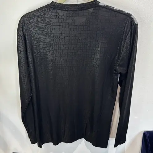 Kayden K Leopard Print Long Sleeve T Shirt Animal Graphic Top Black