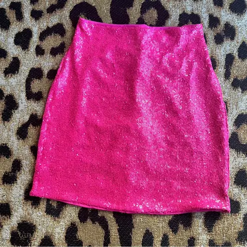 Commando Neon Hot Pink Sequin Bodycon Mini Skirt