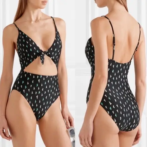 ViX by Paula Hermanny Dolce Bandana Cutout Printed Swimsuit Black