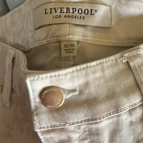 Liverpool NWT X Nordstrom Hannah Crop Flare with Cut Hem - Biscuit Tan Tie Dye